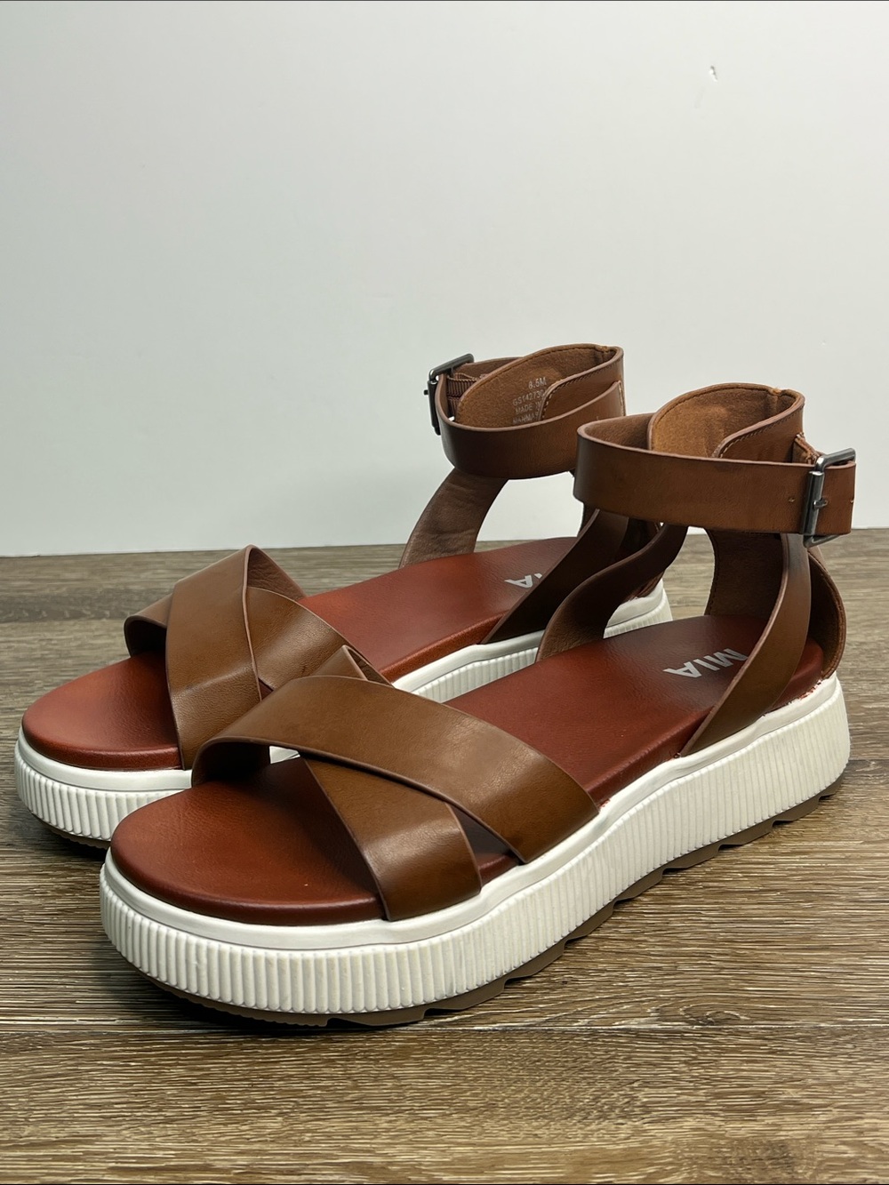 MIA Platform Sandals Women’s Size 8.5 Brown Ankle Strap Flatform Sandals